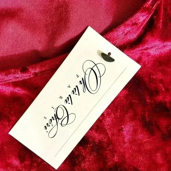 NWT Oh La La Cheri Off The-Shoulder Red Velvet Victorian Cropped Blouse Size M - Picture 14 of 14